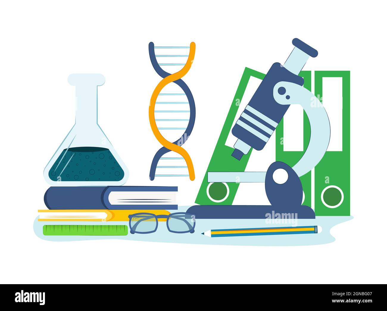 Idée de concept en médecine, ADN génétique, soins de santé. Illustration vectorielle plate Illustration de Vecteur