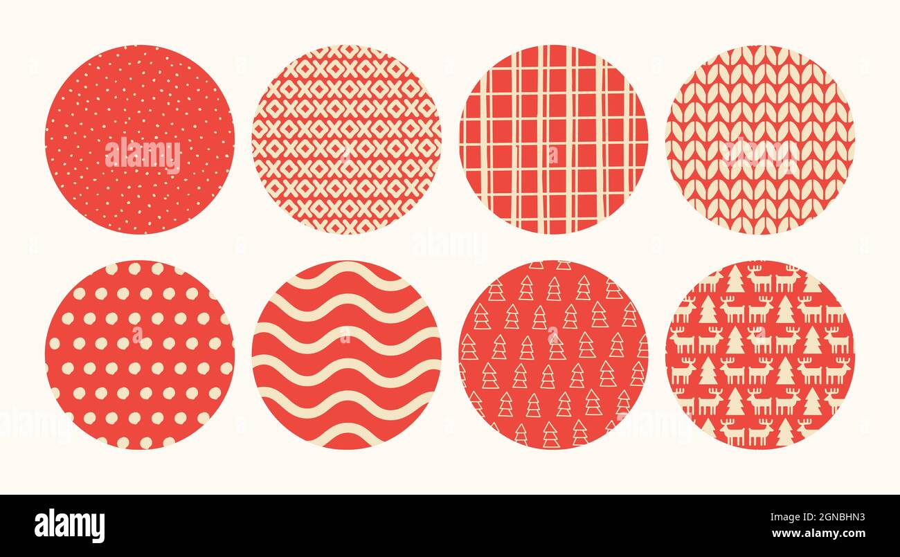 Ensemble de fonds ronds avec des textures d'hiver et de Noël. Mettez en surbrillance les couvertures d'arrière-plan pour les médias sociaux. Illustration de Vecteur