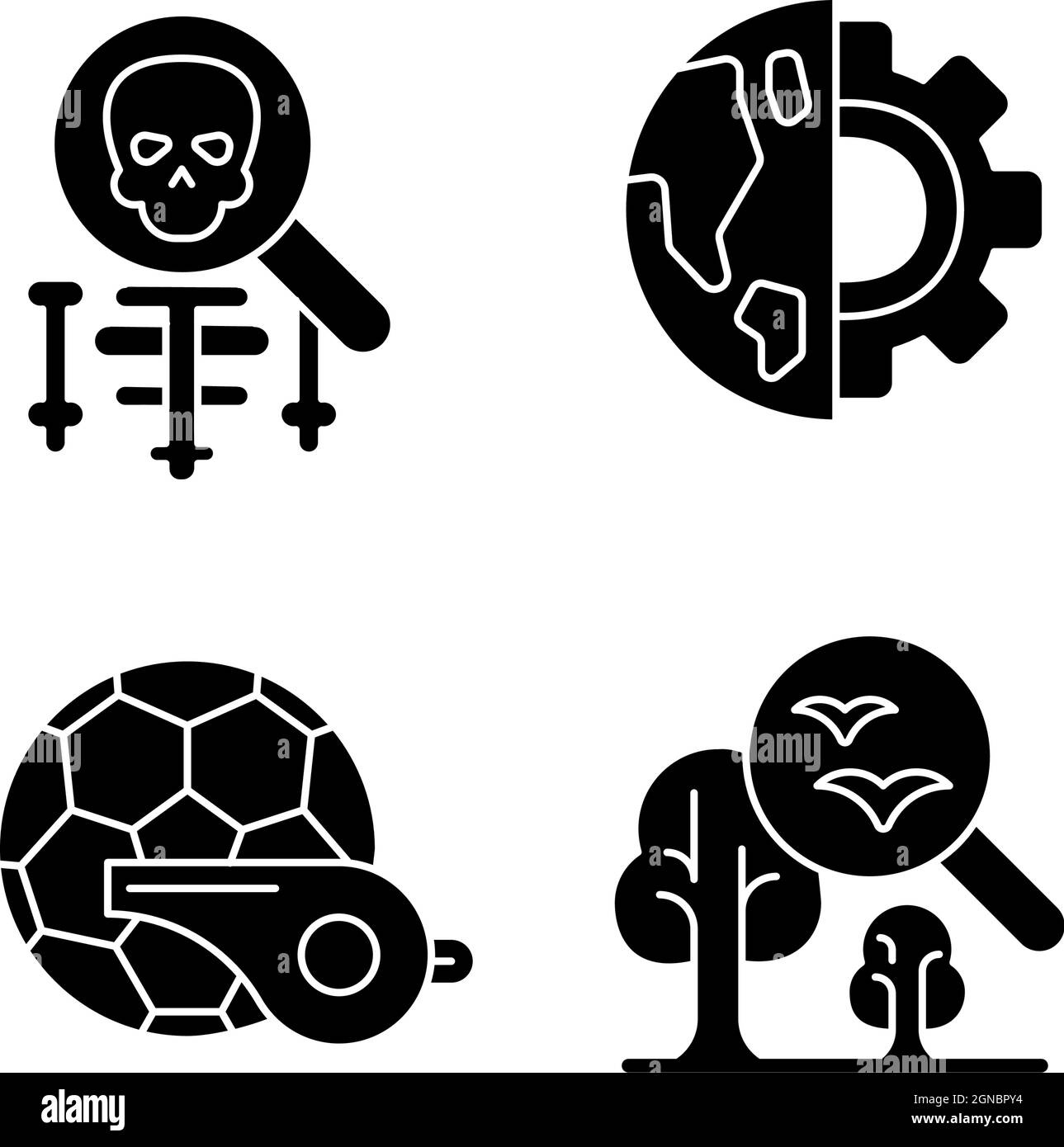 Variété de sujets d'école glyphe noirs icônes sur l'espace blanc Illustration de Vecteur