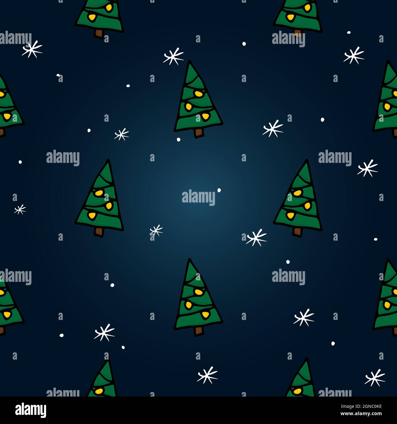 Motif sans couture avec arbre de Noël dessiné à la main. Textures vectorielles de style Doodle sur fond coloré. Pour papier peint, emballage, affiches, cartes ou autres d Illustration de Vecteur