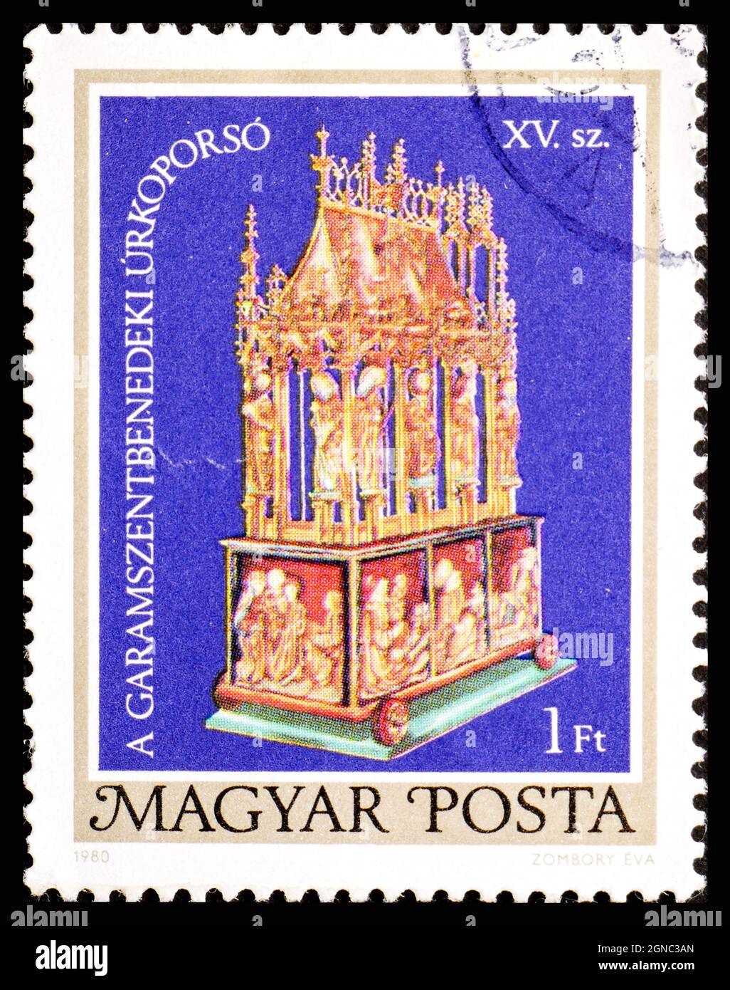 HONGRIE - VERS 1980: Un timbre imprimé en Hongrie montre le Caseet de Pâques de Garamszentbenedek, 15ème siècle de restauration Banque D'Images