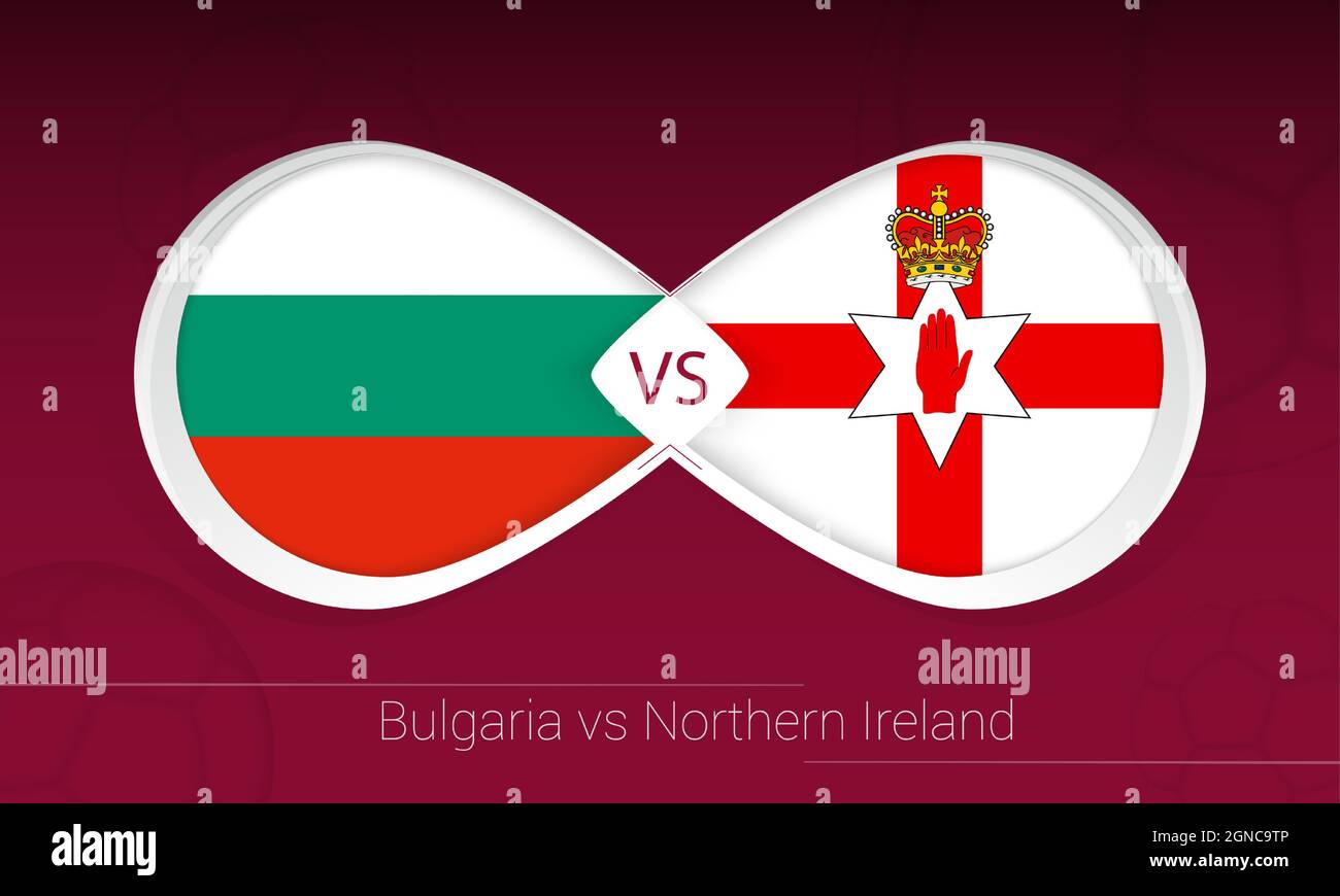 Bulgarie contre l'Irlande du Nord dans la compétition de football, Groupe C. versus icône sur fond de football. Illustration vectorielle. Illustration de Vecteur