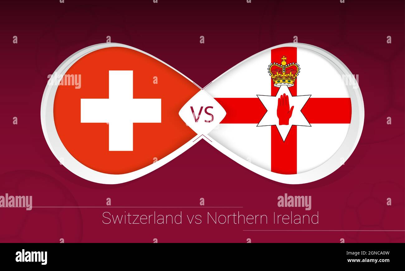 La Suisse contre l'Irlande du Nord dans la compétition de football, Groupe C. versus icône sur fond de football. Illustration vectorielle. Illustration de Vecteur