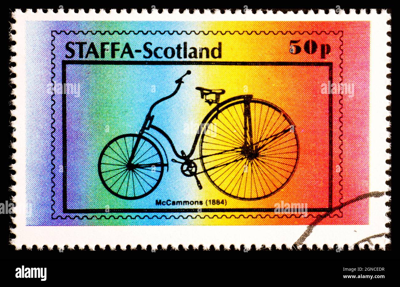 STAFFA, ÉCOSSE - VERS 1978 : un timbre imprimé en Écosse montre McCammons 1884 Banque D'Images