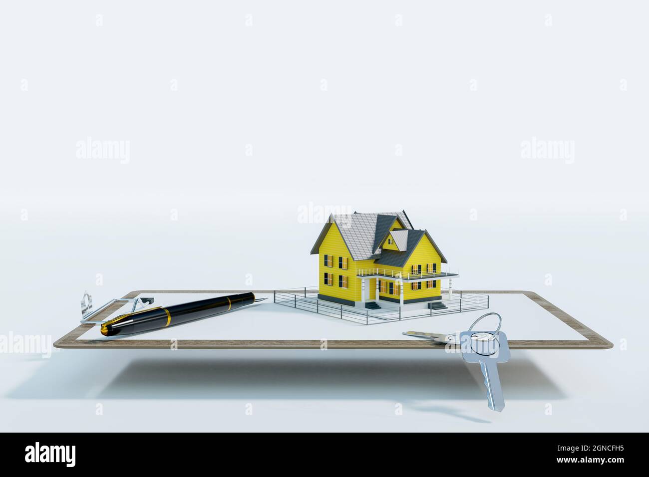 prêt à domicile approuvé avec formulaire de contrat, rendu d'illustration 3d Banque D'Images