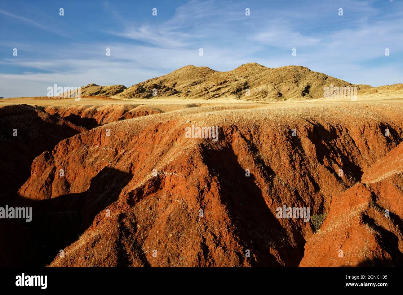 Dunes pétrifiées dans la réserve panoramique de la vallée de Tsondab dans le désert du Namib, district de Windhoek, région de Khomas, Namibie Banque D'Images