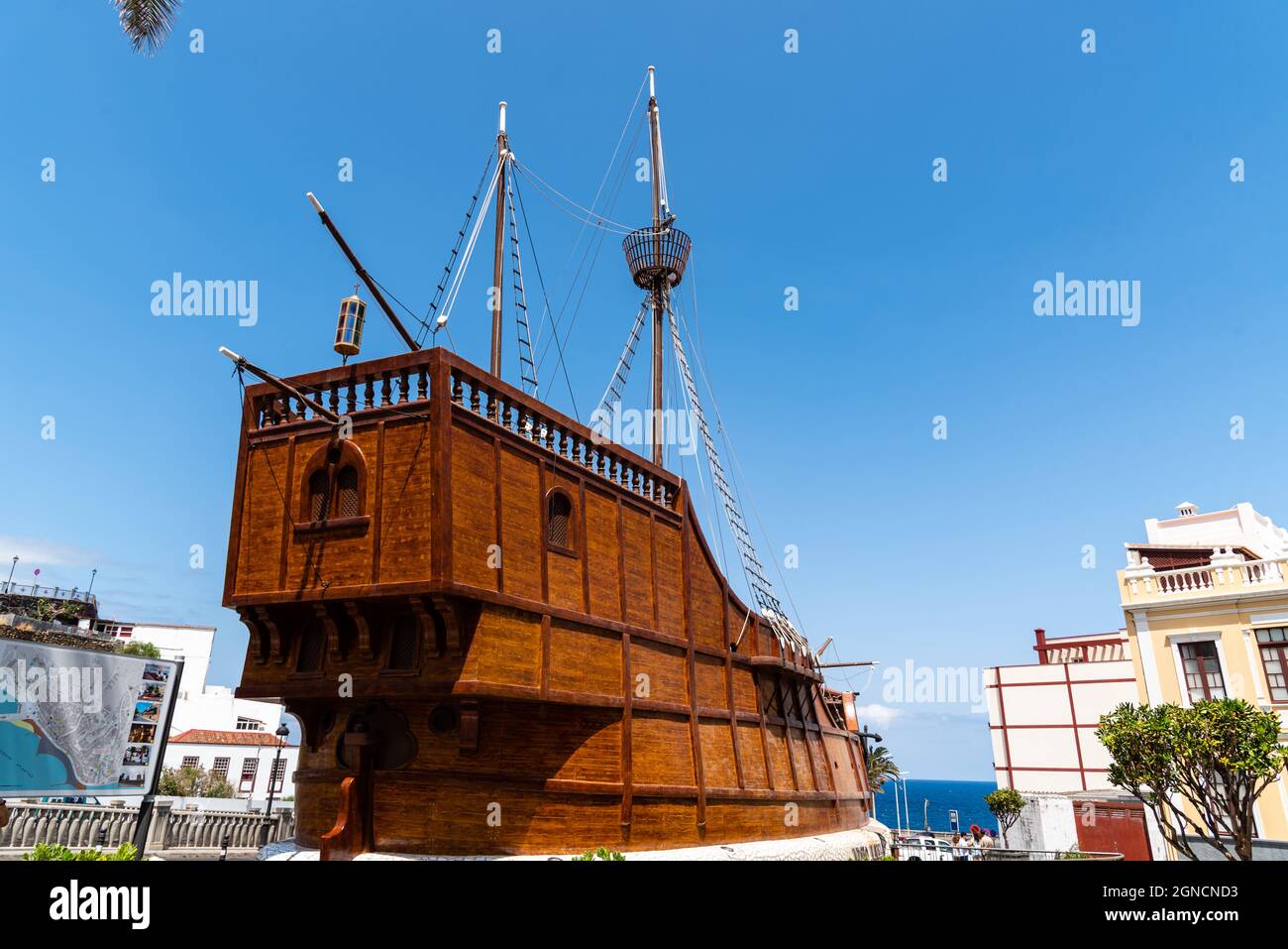 Santa Cruz de la Palma, Espagne - 13 août 2021 : réplique du Caravelle Santa Maria de Christophe Colomb au Musée naval Banque D'Images