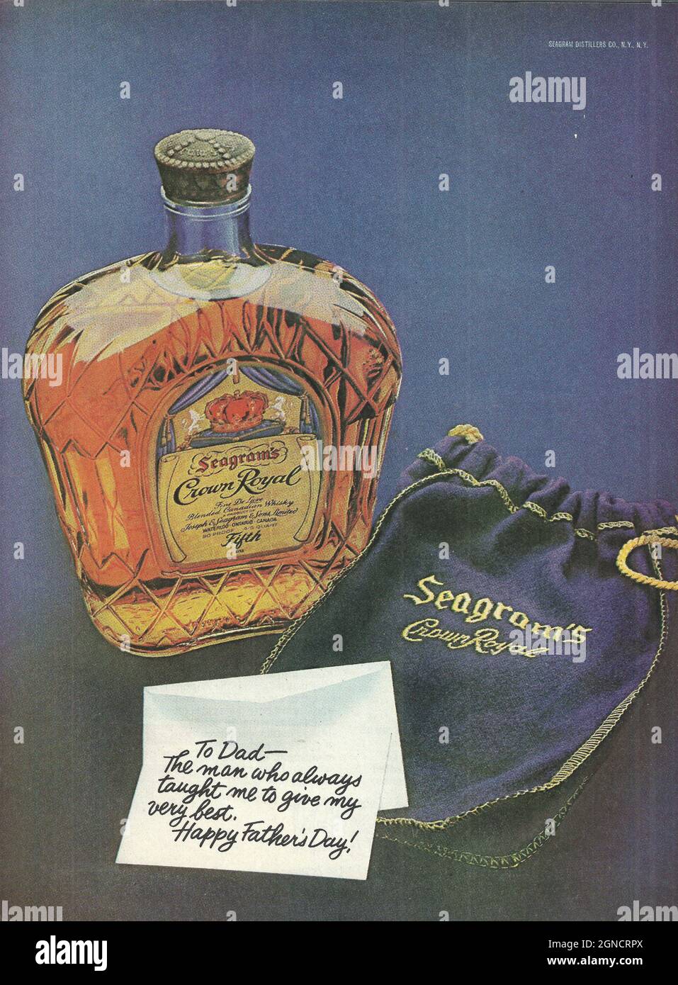 La couronne de Seagram Royal gin Londres gin vo publicité vintage publicité annonce années 1970 années 1980 Banque D'Images