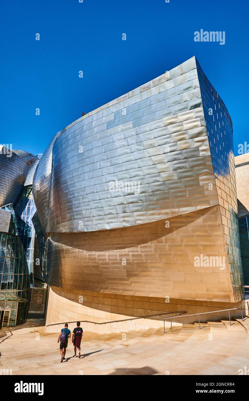 Détail architectural du musée Guggenheim, Bilbao, Gascogne, pays basque, Espagne Banque D'Images