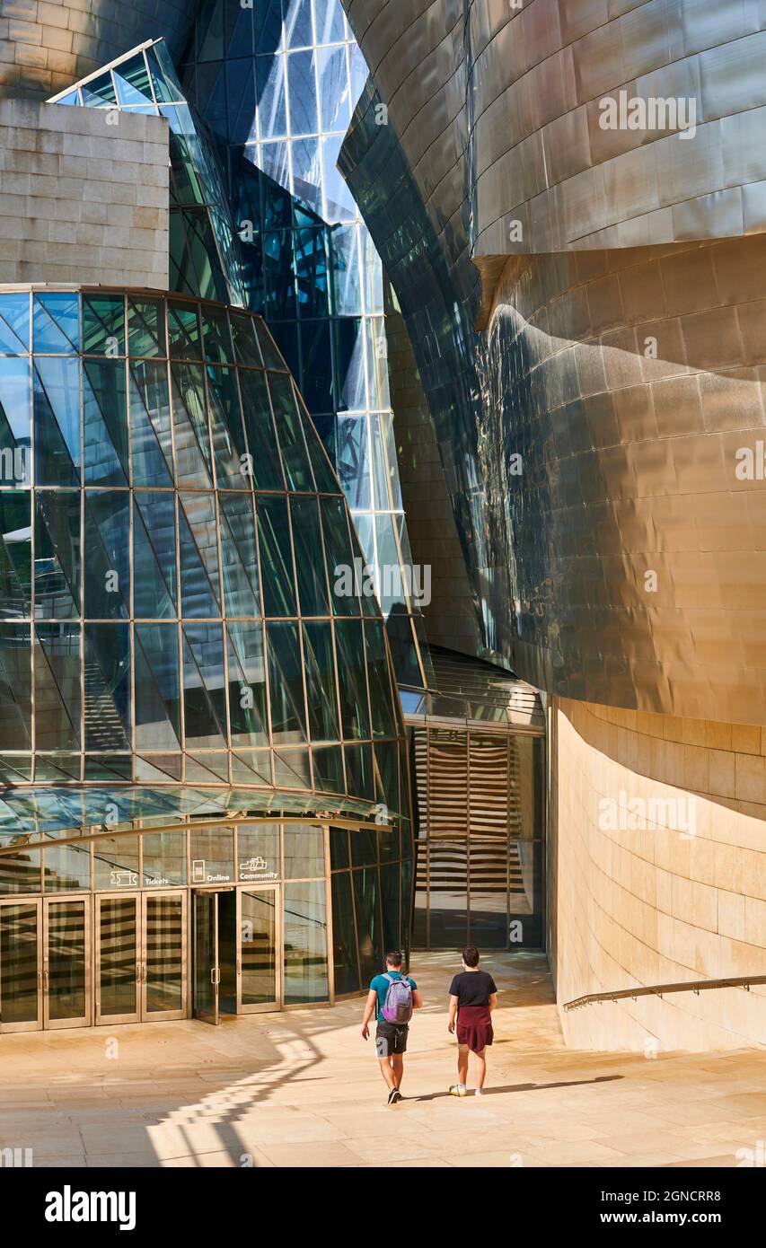 Détail architectural du musée Guggenheim, Bilbao, Gascogne, pays basque, Espagne Banque D'Images