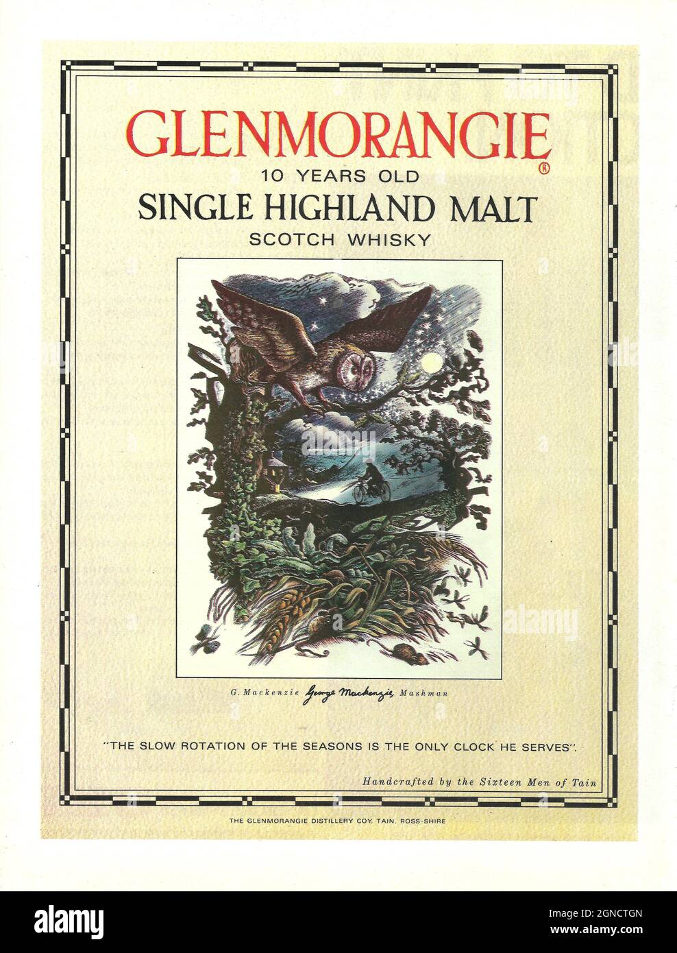 Glenmorangie single single highland malt premium scotch whisky whisky vintage publicité annonce publicitaire années 1970 années 1980 Banque D'Images