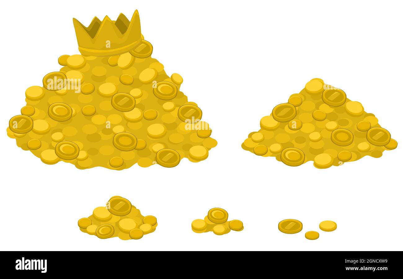 Jeux de trésors avec pièces d'or dessin animé élément de dessin couleur, vecteur isolé, sur blanc, découpé, horizontal Illustration de Vecteur