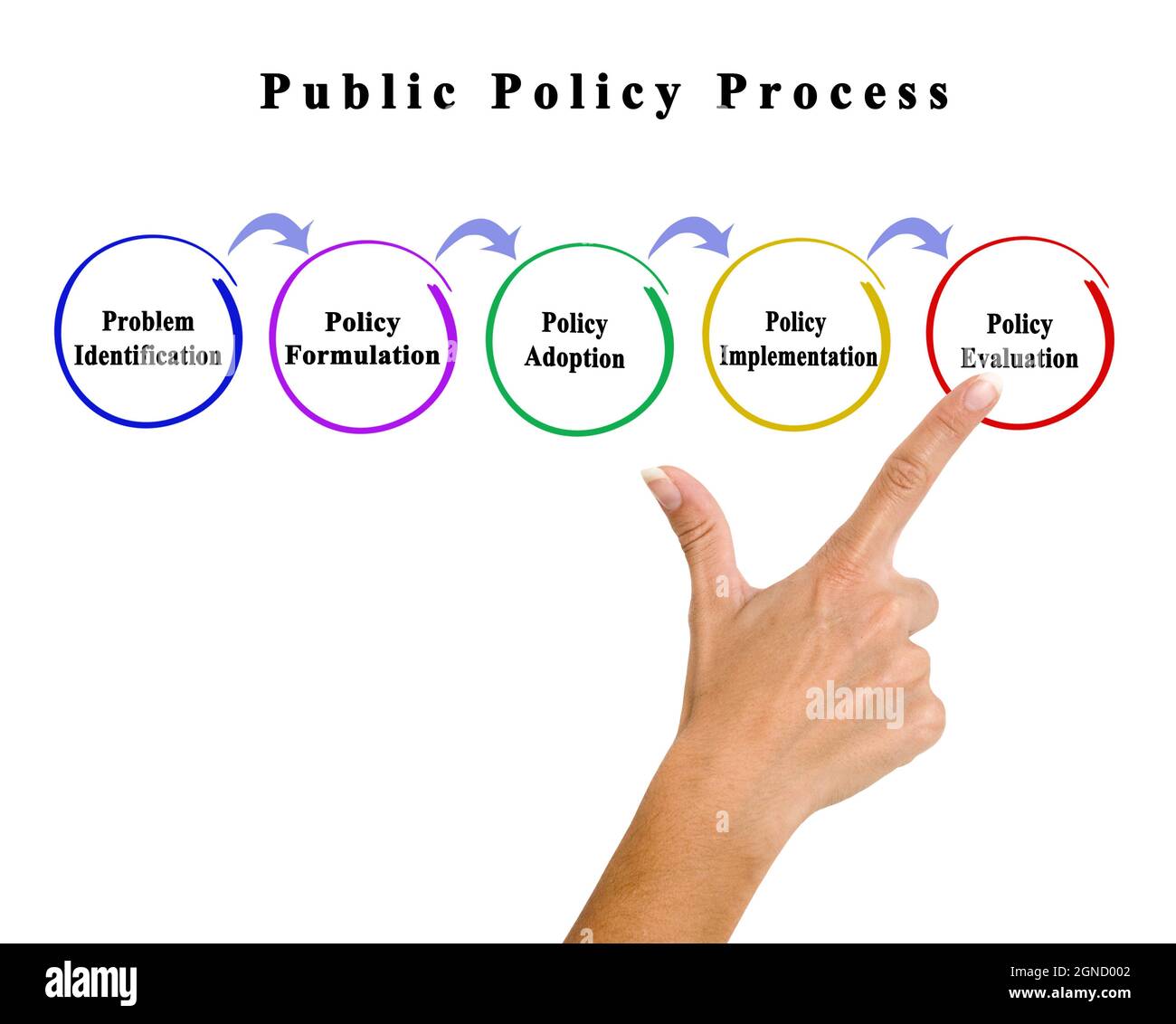 Composantes du processus de politique publique Banque D'Images