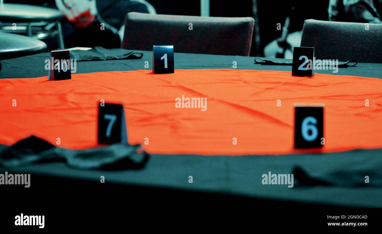 Table pour jouer à Mafia Banque D'Images