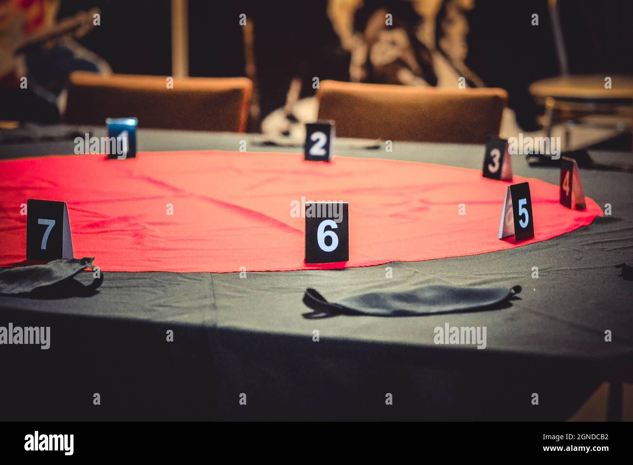 Table pour jouer à Mafia Banque D'Images