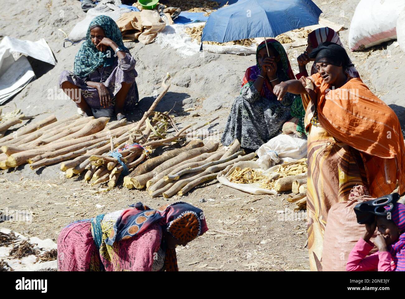 Oromo femmes au marché hebdomadaire coloré à Bati, en Éthiopie. Banque D'Images