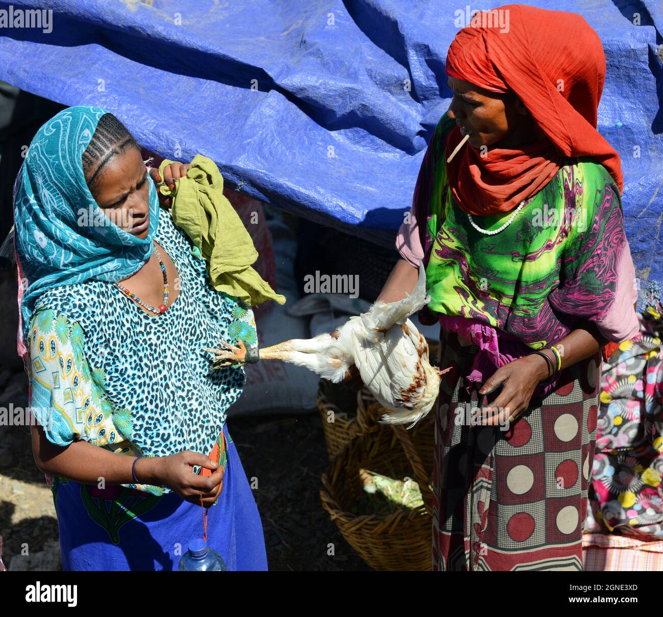Oromo femmes au marché hebdomadaire coloré à Bati, en Éthiopie. Banque D'Images