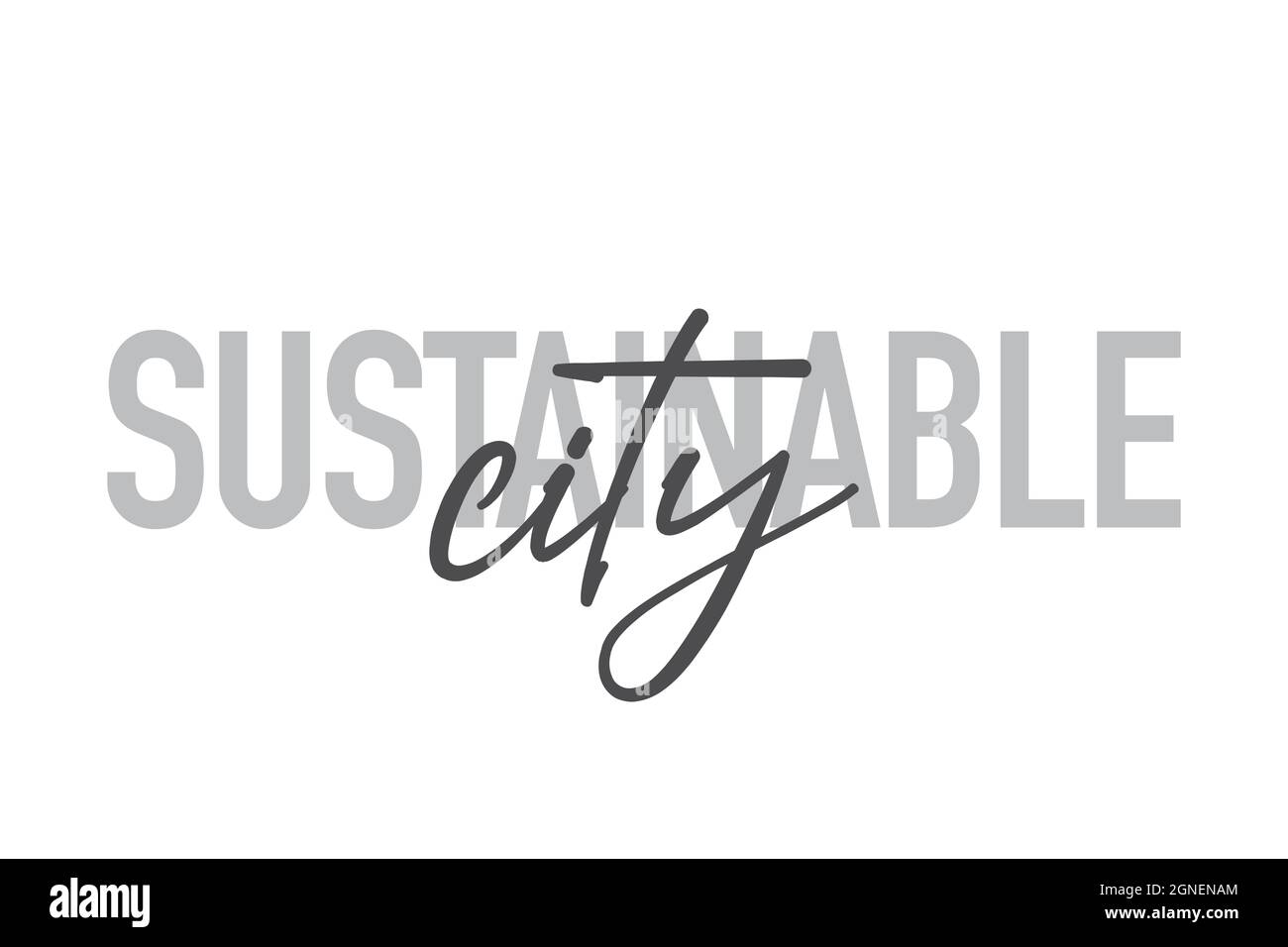Conception typographique moderne, simple et minimaliste d'une « ville durable » dans des tons de gris. Art vectoriel graphique cool, urbain, tendance et ludique W Banque D'Images