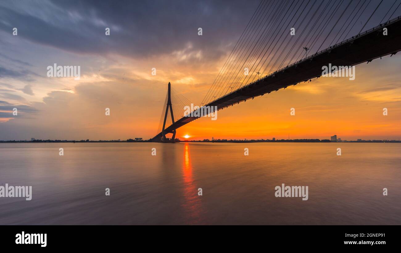 Pont CAN Tho vue aérienne est célèbre pont dans le delta du mékong, Vietnam Banque D'Images