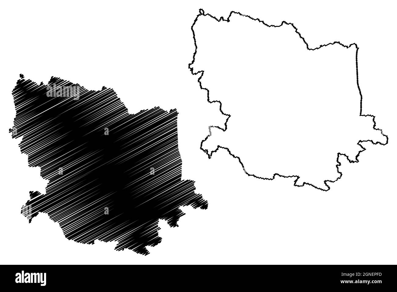 District de Dumka (État de Jharkhand, République de l'Inde, Division de Santhal Pargana) carte illustration vectorielle, scribble croquis carte de Dumka Illustration de Vecteur