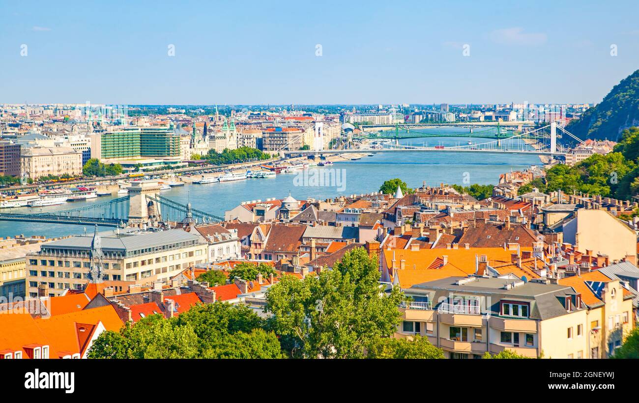 Ville de Budapest avec Danube, Hongrie. Vue panoramique Banque D'Images