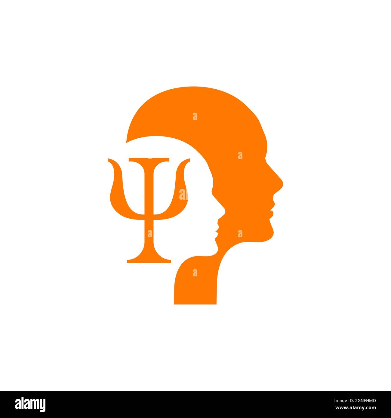 Letter psi et deux profils. Logo de psychologie. Icône psychologue. Symbole de thérapie. Illustration de Vecteur