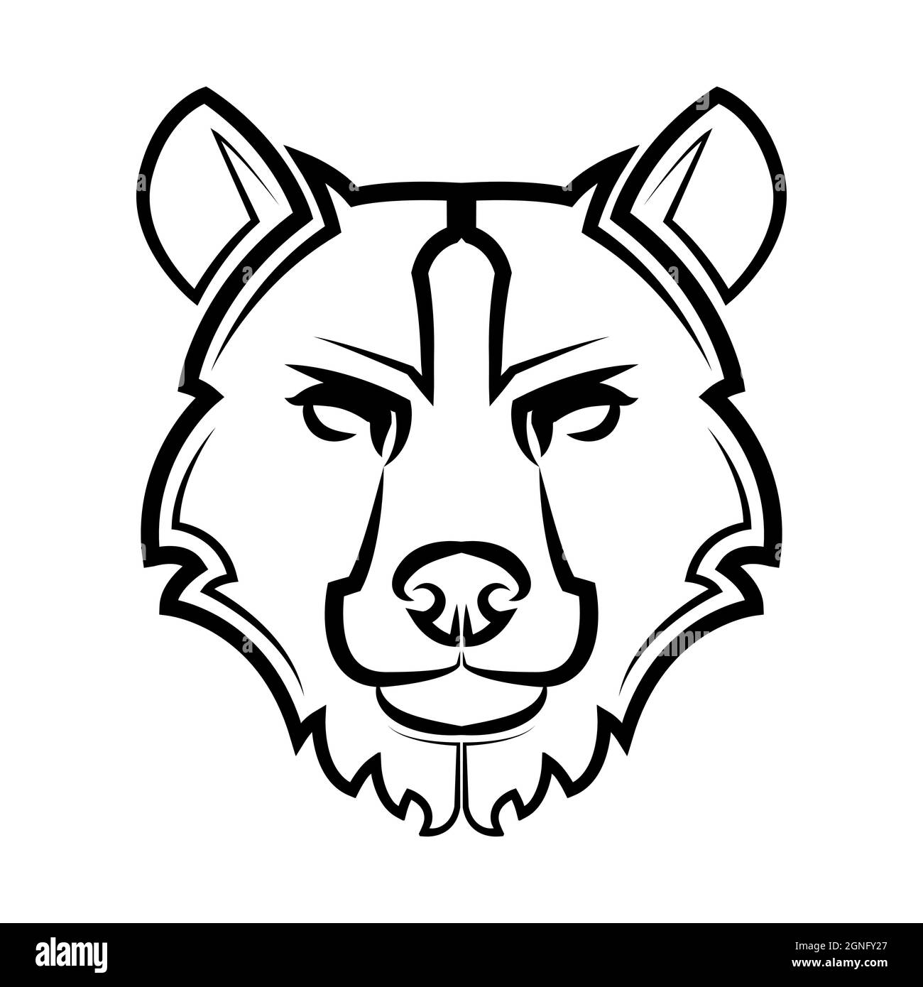Noir et blanc ligne art de la tête d'ours bonne utilisation pour symbole mascotte icône avatar tatouage T logo de création de chemise. Illustration de Vecteur