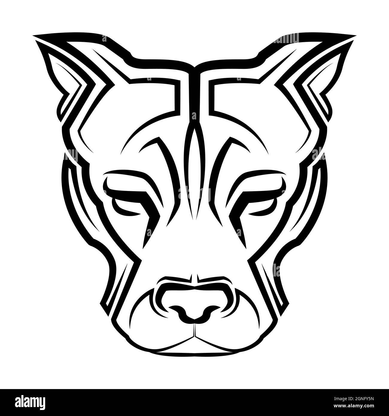 Illustration de la ligne noire et blanche de la tête de chien Pitbull. Bon usage pour symbole, mascotte, icône, avatar, tatouage, T-shirt, logo ou tout autre motif Illustration de Vecteur