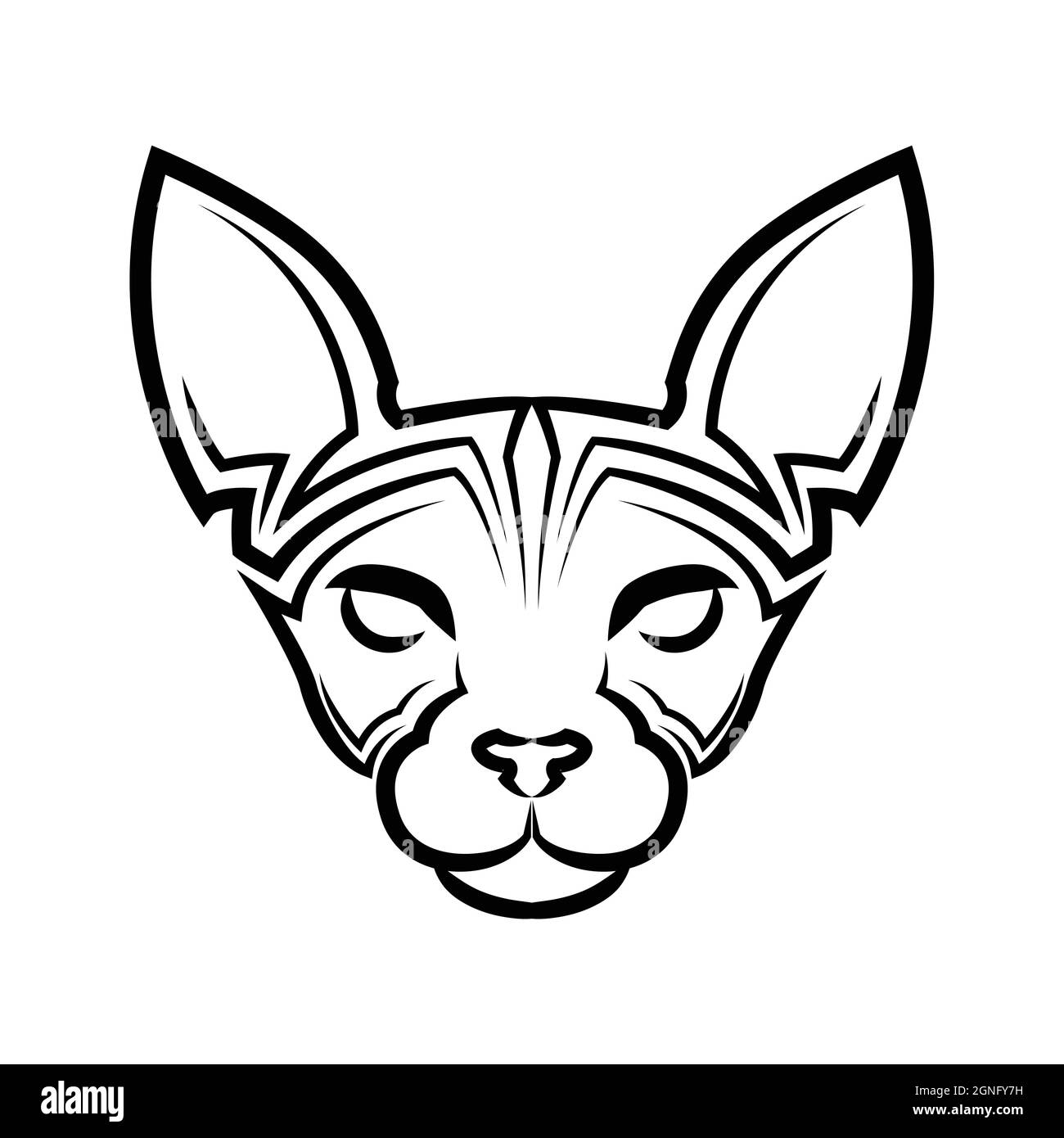Art noir et blanc de la tête de chat de Sphynx bonne utilisation pour symbole mascotte icône avatar tatouage T logo de conception de chemise Illustration de Vecteur