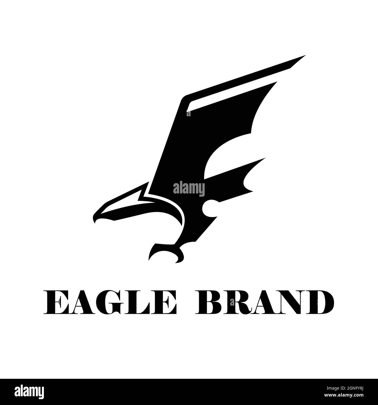 Symbole vectoriel noir de l'aigle qui descend pour attraper la proie. Illustration de Vecteur
