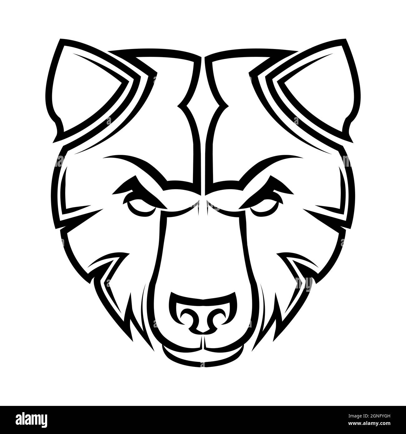 Noir et blanc ligne art de la tête d'ours bonne utilisation pour symbole mascotte icône avatar tatouage T logo de création de chemise. Illustration de Vecteur