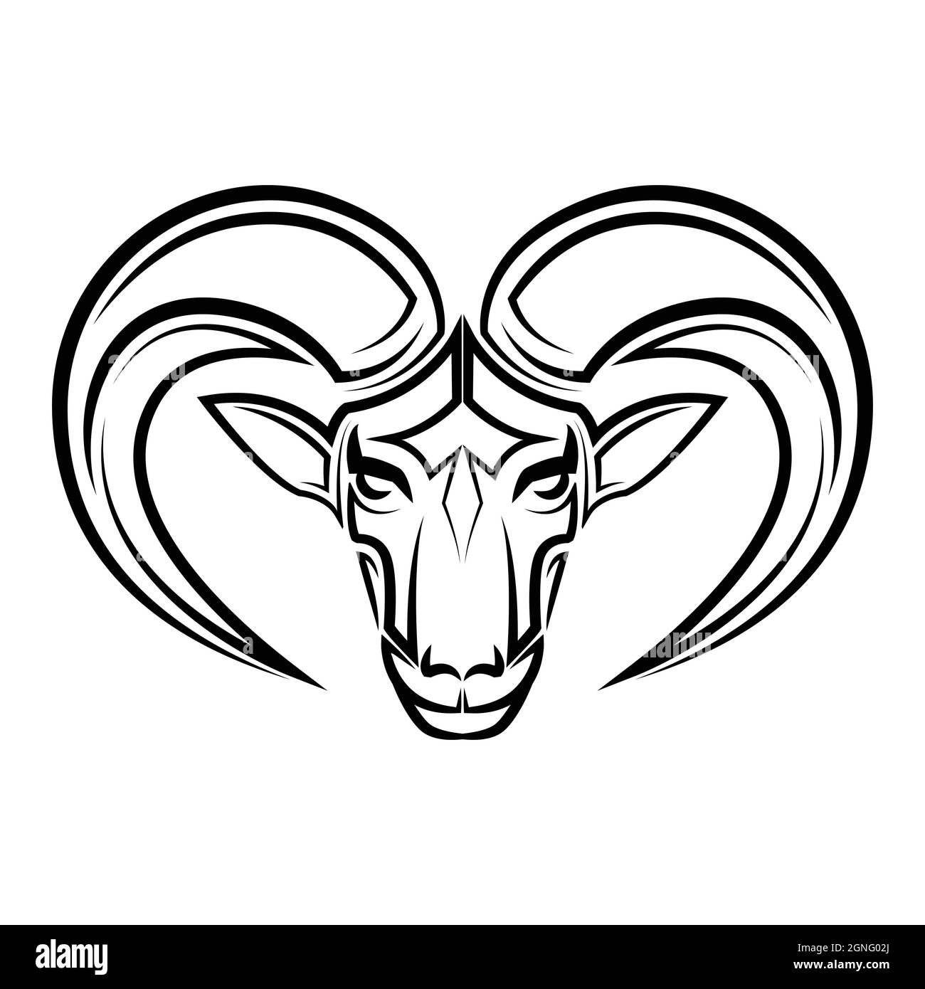 Art noir et blanc de la tête de mouton. Bon usage pour symbole, mascotte, icône, avatar, tatouage, T-shirt design, logo ou tout autre design. Illustration de Vecteur