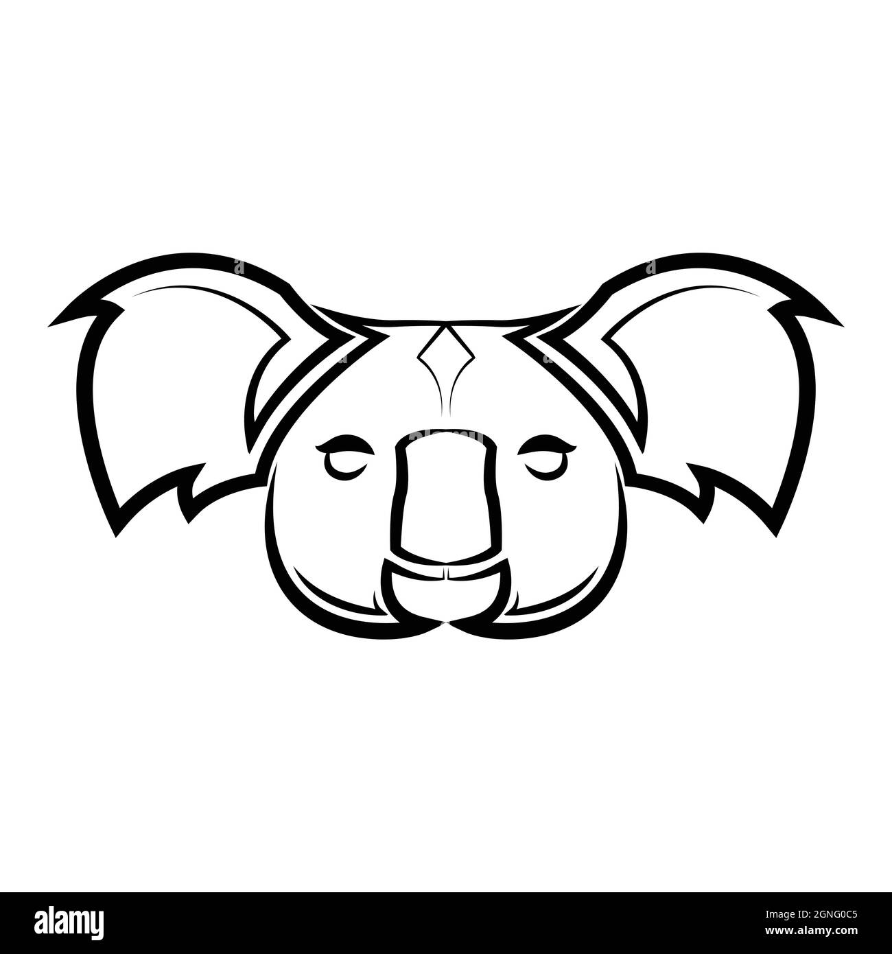 Art noir et blanc de la tête de koala. Bon usage pour symbole, mascotte, icône, avatar, tatouage, T-shirt design, logo ou tout autre design. Illustration de Vecteur