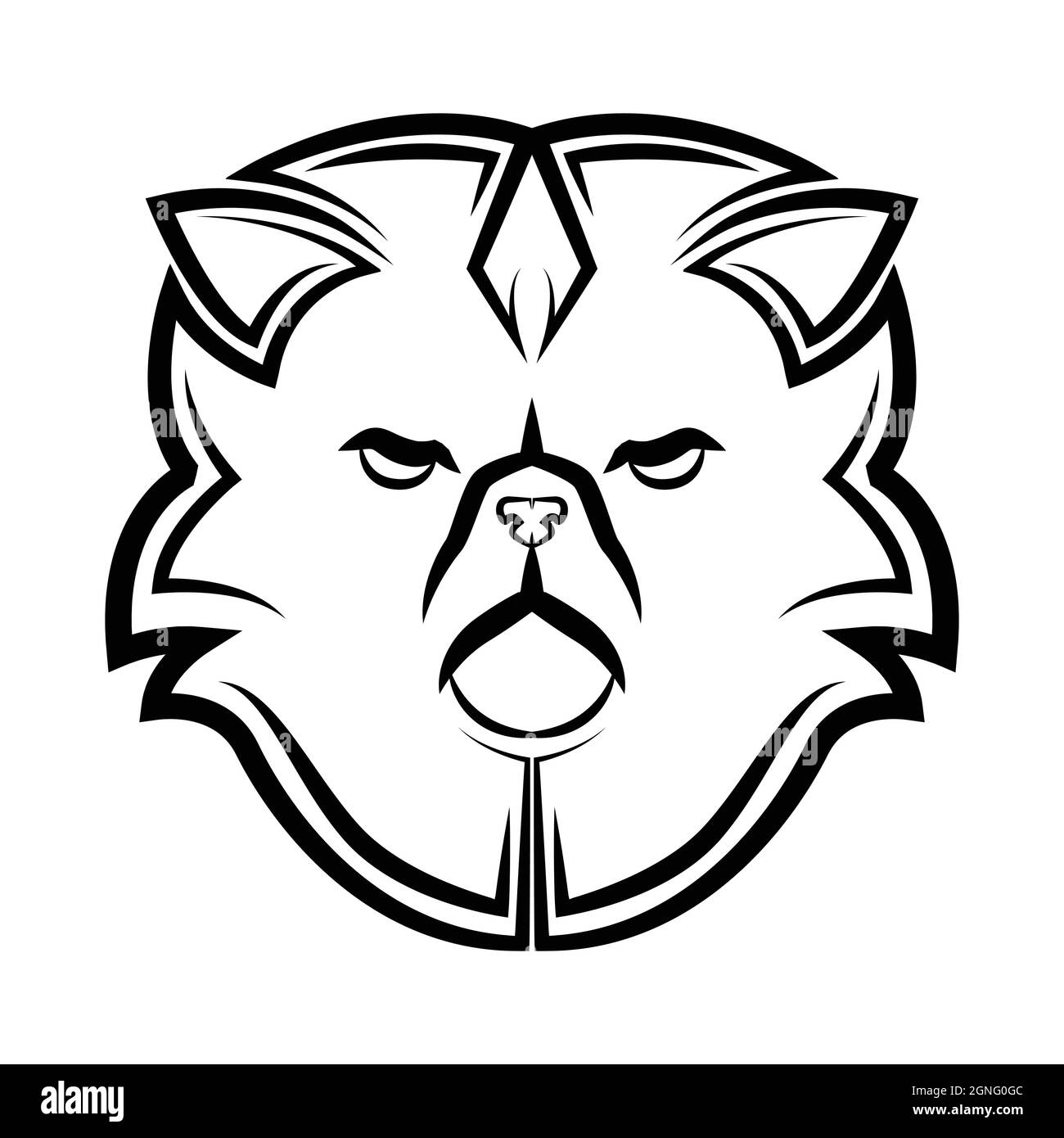 Art noir et blanc de la tête de chat persan. Bon usage pour symbole, mascotte, icône, avatar, tatouage, T-shirt design, logo ou tout autre design. Illustration de Vecteur