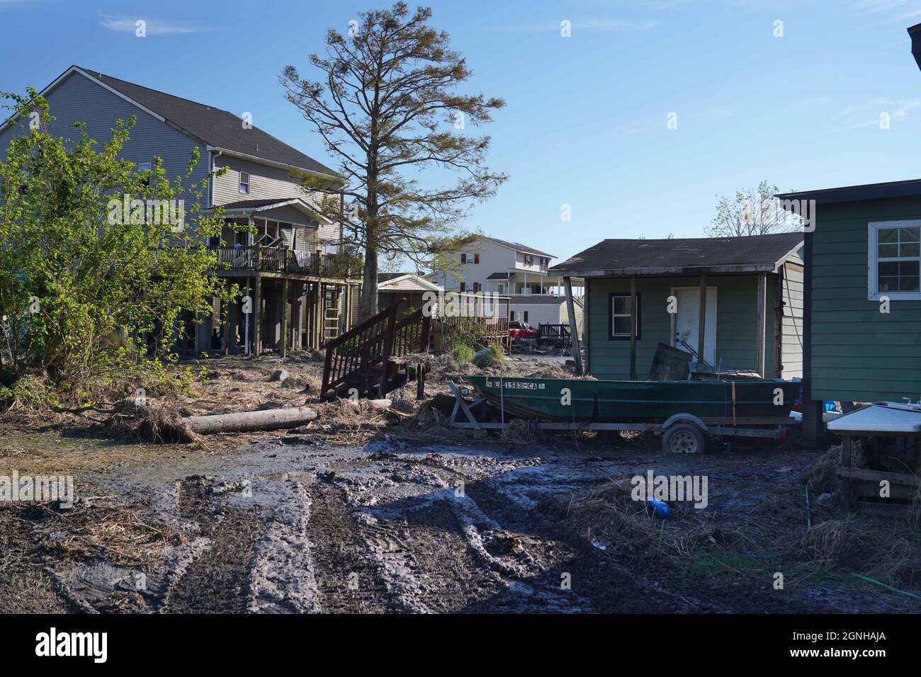 IRONTON, Louisiane (sept 24, 2021) – dommages causés par l'ouragan Ida à la communauté d'Ironton, en Louisiane. Photo de la FEMA par Julie Joseph. Banque D'Images