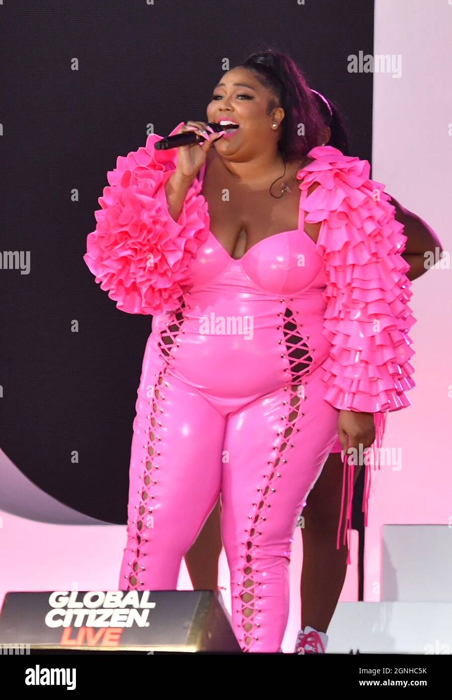 New York, NY, États-Unis. 25 septembre 2021. Lizzo au Global Citizen Live Festival 2021 au Great Lawn à Central Park, New York, le 25 septembre 2021. Crédit : John Palmer/Media Punch/Alamy Live News Banque D'Images