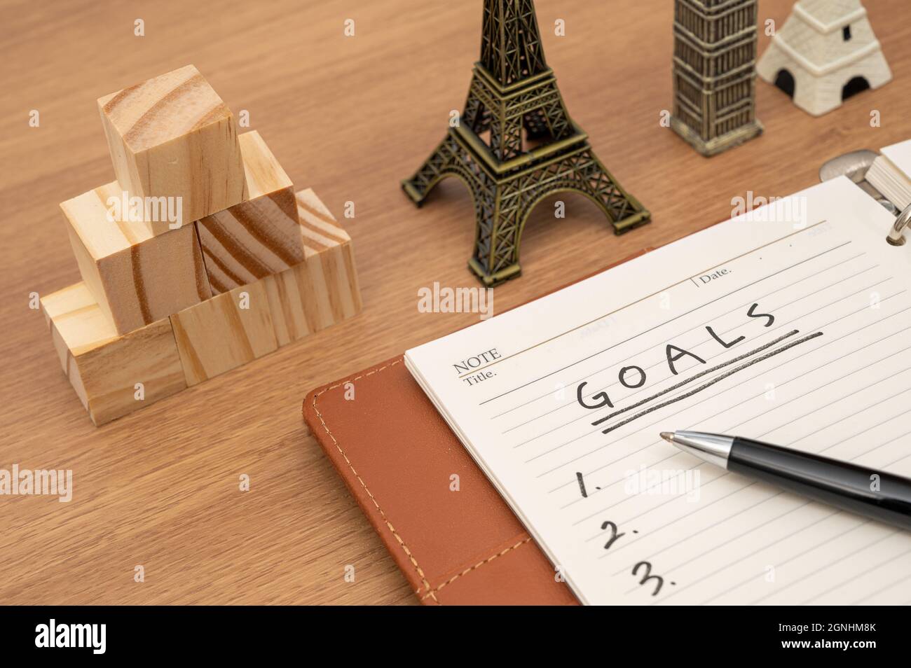 Historique du concept de l'agenda et de l'entreprise avec une liste d'objectifs Banque D'Images