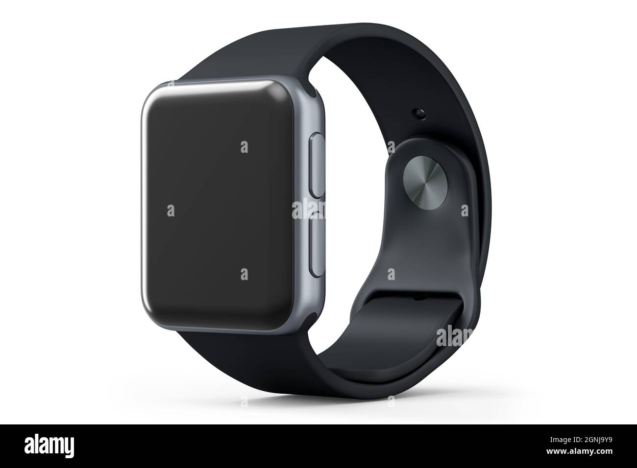 Montre intelligente en argent inoxydable ou tracker d'activité isolé sur fond blanc. Banque D'Images Montre intelligente en argent inoxydable ou tracker d'activité isolé sur fond blanc. Banque D'Images