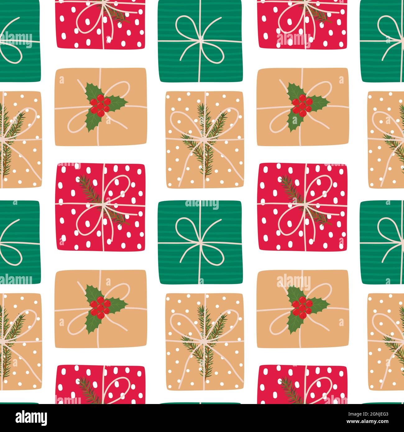 Motif de Noël sans coutures avec cadeaux. Illustration vectorielle Illustration de Vecteur