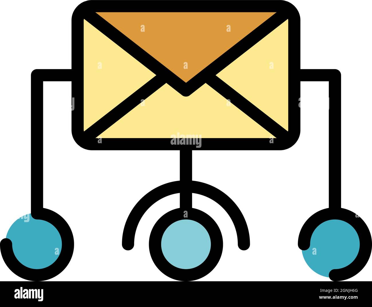 Icône de schéma de messagerie. Schéma de courrier vectoriel icône ...