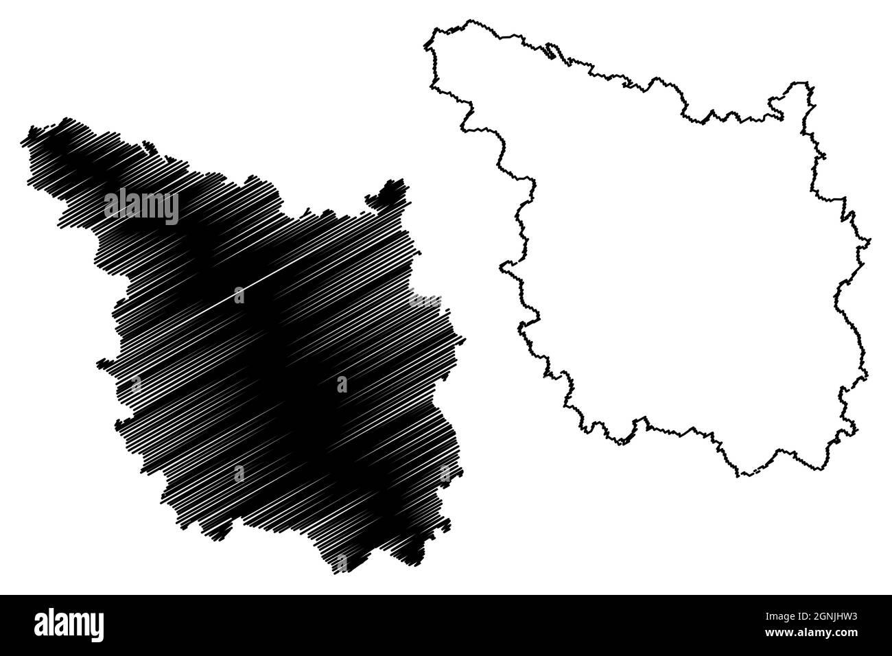 District de Farrukhabad (État de l'Uttar Pradesh, République de l'Inde) carte illustration vectorielle, scribble esquisse carte de Farrukhabad Illustration de Vecteur