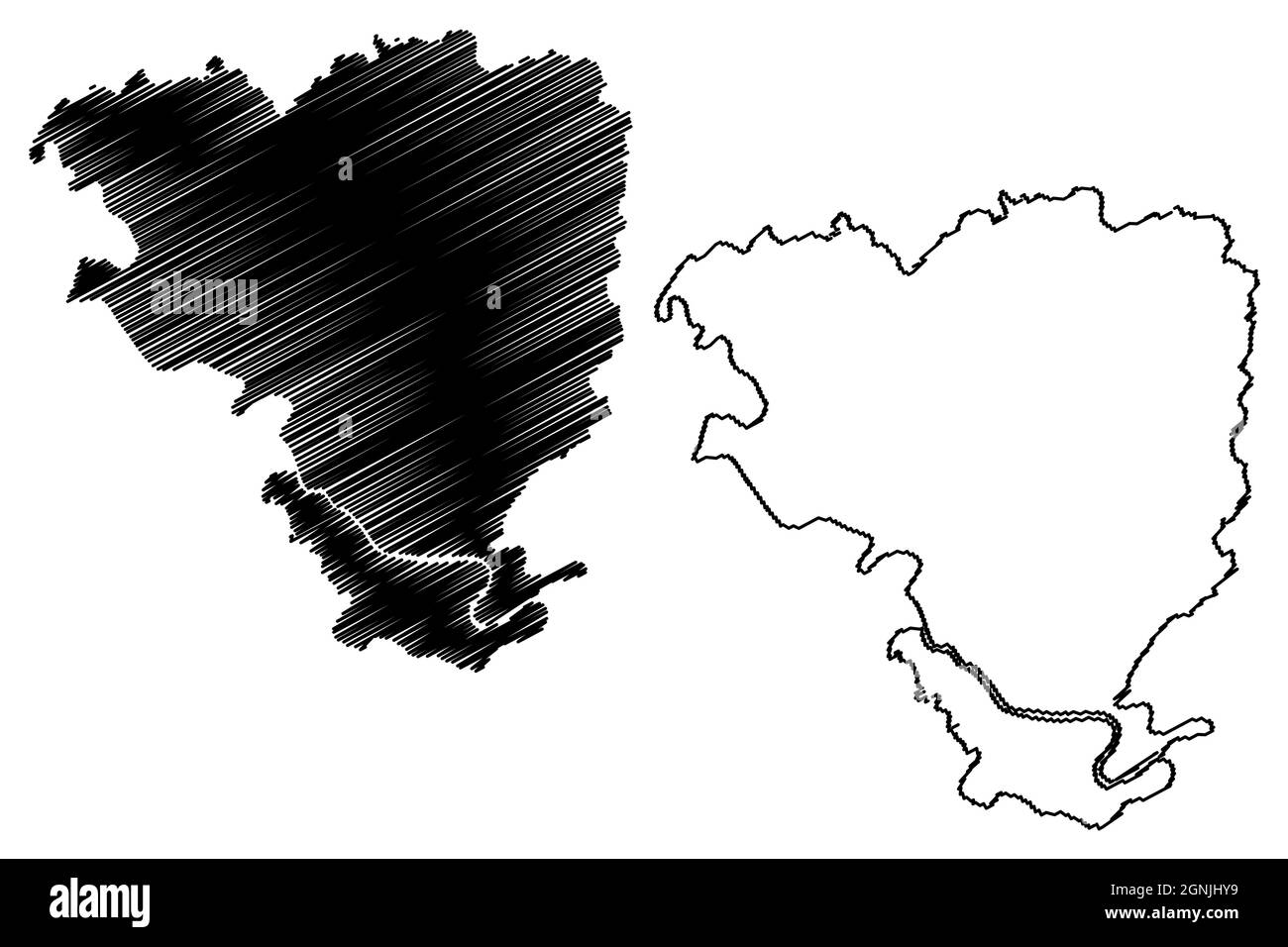 District d'Etawah (État de l'Uttar Pradesh, République de l'Inde) carte illustration vectorielle, scribble esquisse carte d'Etawah Illustration de Vecteur