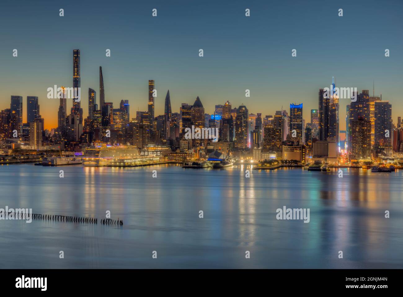 Vue sur le fleuve Hudson depuis le New Jersey. Banque D'Images