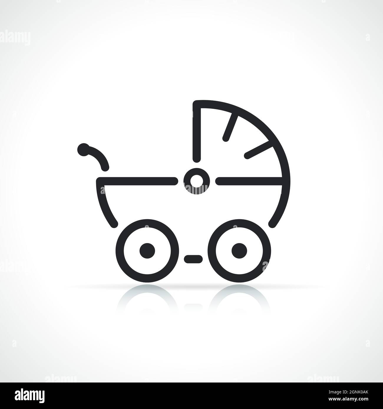 poussette de bébé ligne fine icône conception isolée Illustration de Vecteur