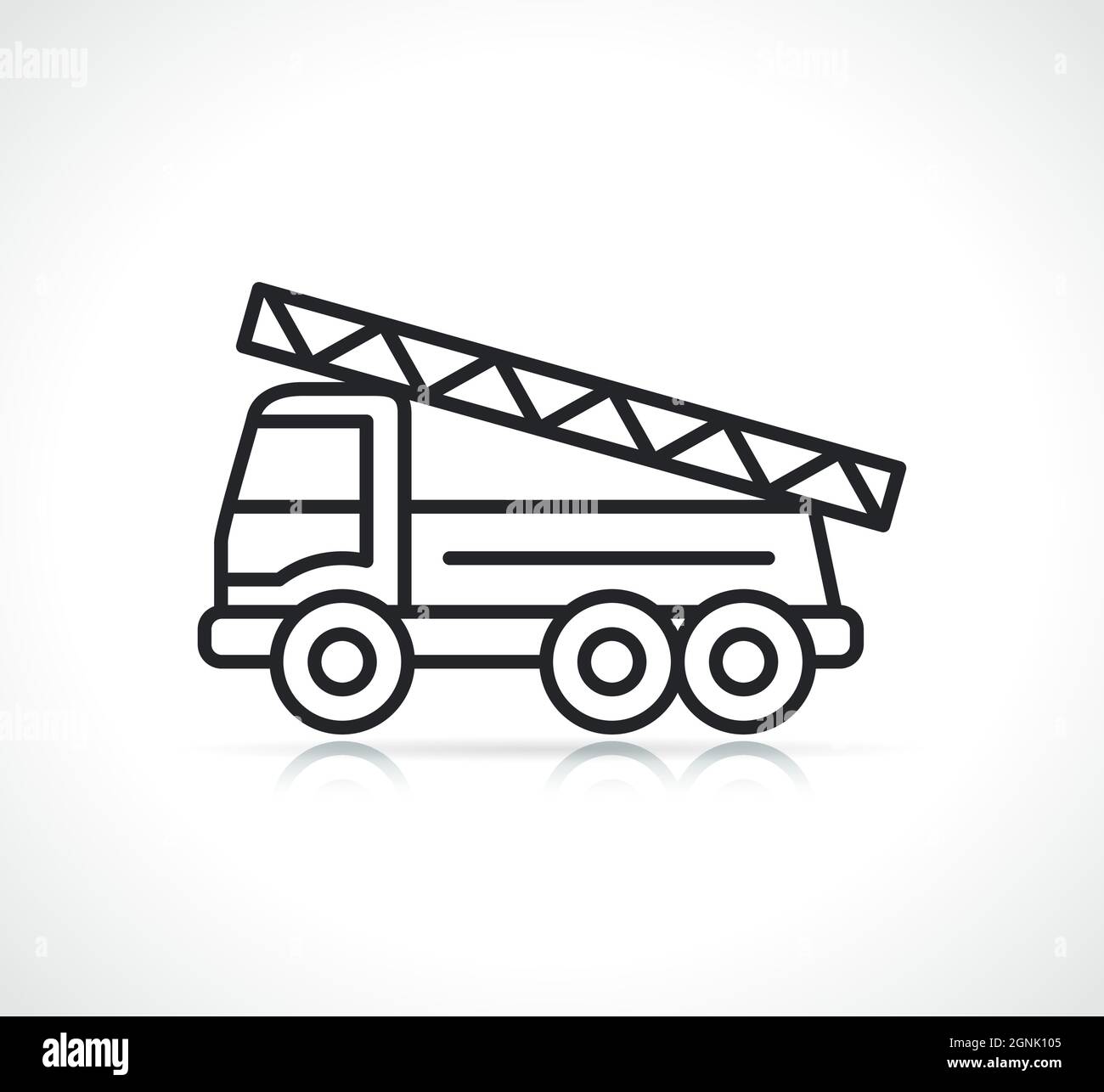 icône de ligne fine d'un camion d'incendie ou d'un pompier Illustration de Vecteur