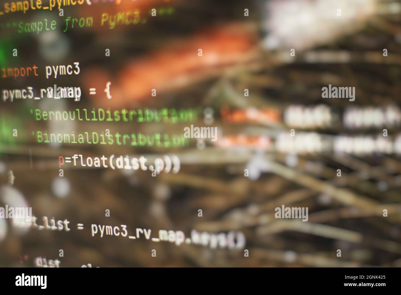 Code de script informatique abstrait. Écran de code de programmation du développeur de logiciel. Temps de travail de programmation logicielle. Texte de code écrit et créé entièrement b Banque D'Images