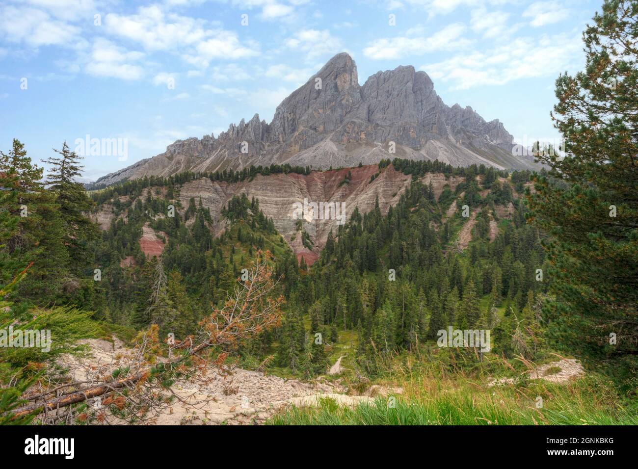 Peitlerkofel, Passo delle Erbe, Val Badia, Haut-Adige, Dolomites, Tyrol du Sud, Italie Banque D'Images