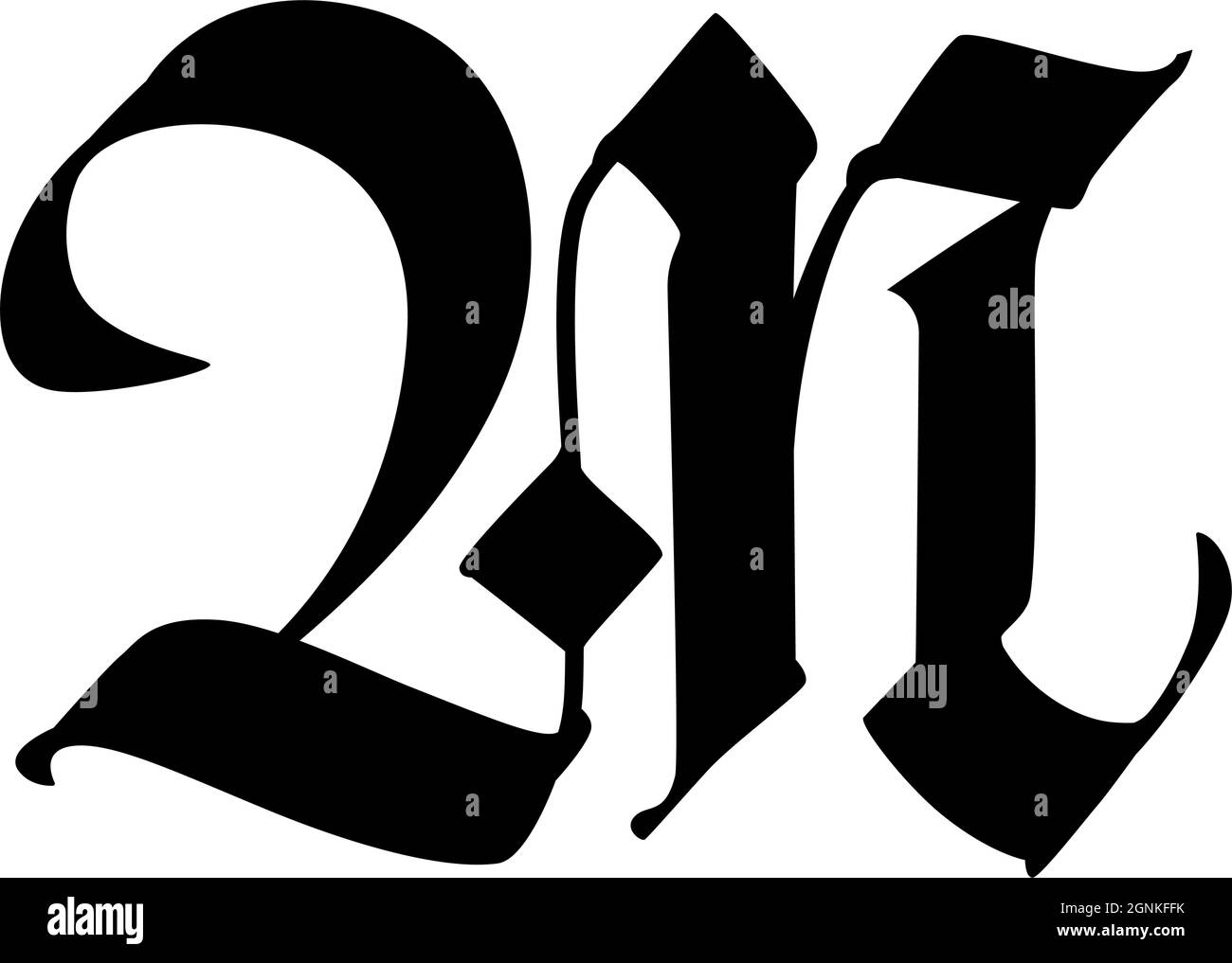 La lettre M dans le style gothique. Vecteur. Alphabet. Le symbole est isolé sur un fond blanc. Vieille calligraphie russe. Lettre russe médiévale. Bas Illustration de Vecteur