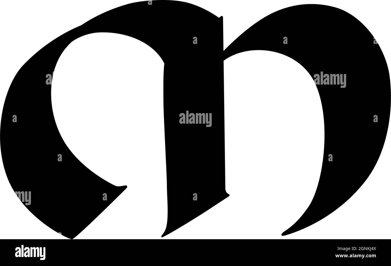 Lettre M de style gothique. Vecteur. Alphabet. Le symbole est isolé sur un fond blanc. Calligraphie et lettrage. Lettre latine médiévale. Logo f Illustration de Vecteur