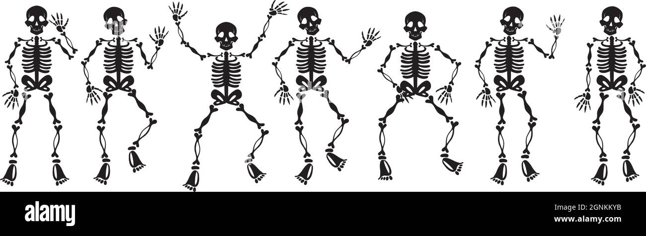 Ensemble de squelettes d'halloween sur fond blanc - illustration vectorielle Illustration de Vecteur